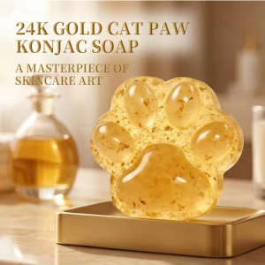 24K Gold cat Paw Shape Konjac Jelly Soap Baby Soap